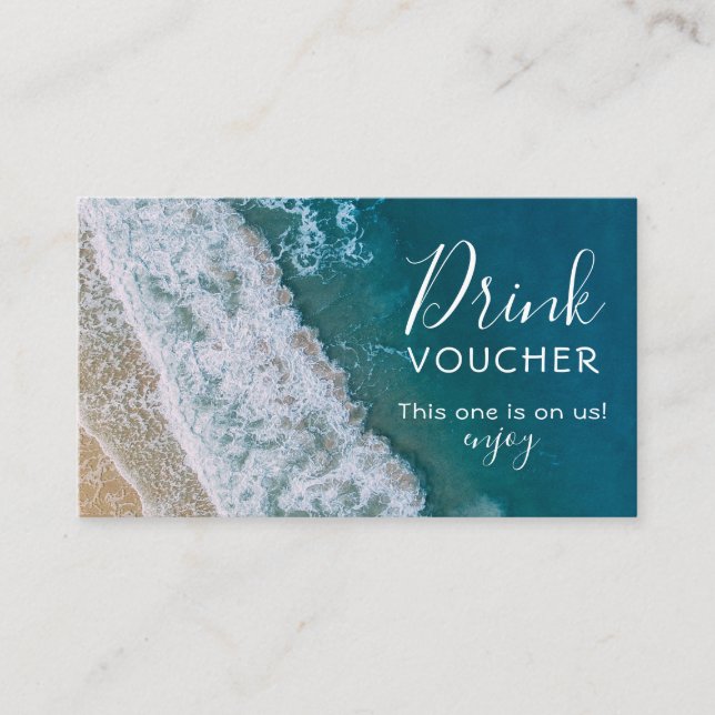 Beach Free Drink Voucher | Ocean Pub Token Visitkort (Framsida)