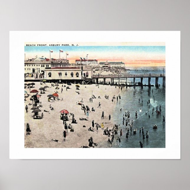 Beach Front, Asbury Park NJ, c1930s Vintage Poster (Framsidan)
