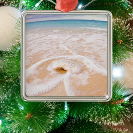 Beach Front med Seashell Caymanöarna Julgransprydnad Metall