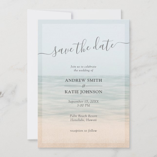 Beach Front Vintage Hawaiian Photo Bröllop Spara Datumet (Framsida)