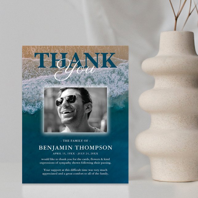 Beach Funeral Memorial Photo Tack Kort (Skapare uppladdad)