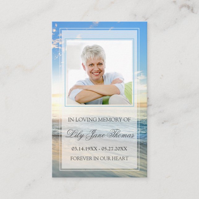 Beach Funeral Prayer Card | I lagringsminne Visitkort (Framsida)