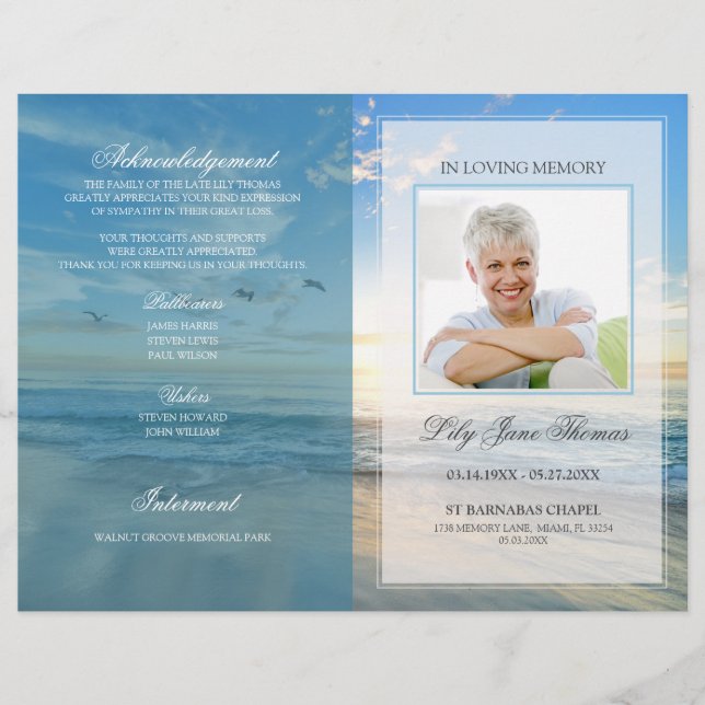 Beach Funeral Program | I lagringsminne (Framsidan)