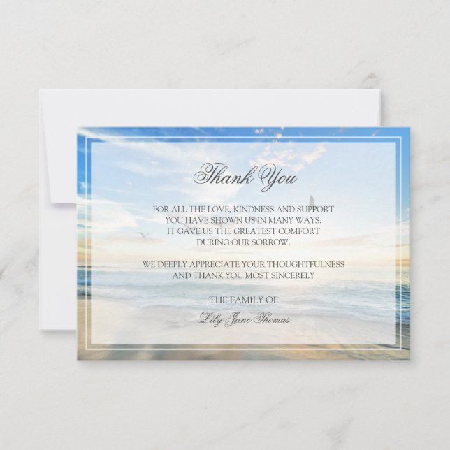 Beach Funeral Tack You Card | Memorandumkort (Framsida)