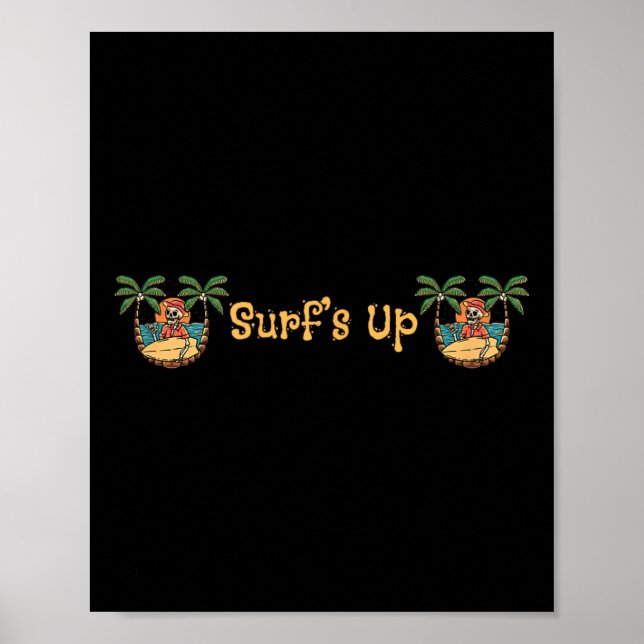 Beach Funny Sun Surfing Skeleton Jacksonville Beac Poster (Framsidan)