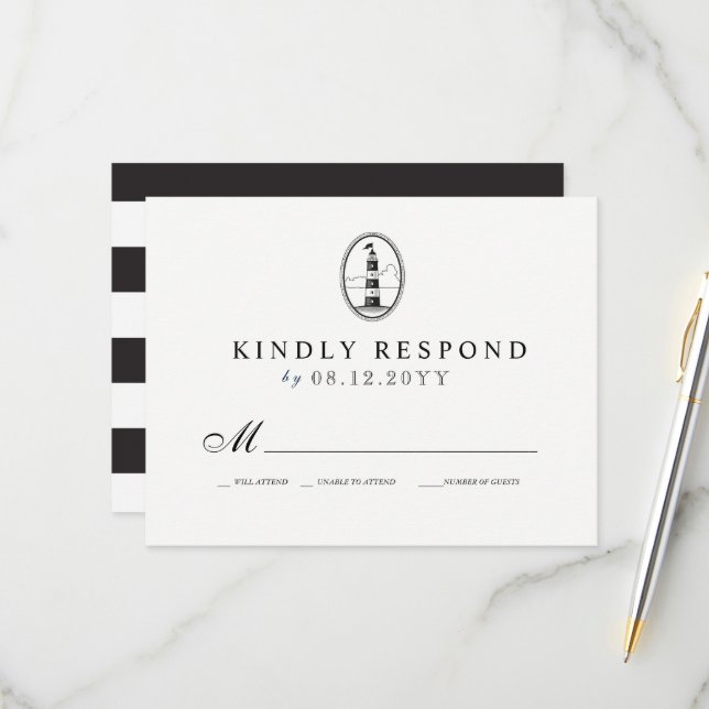 Beach fyr| Nautisk Bröllop OSA B/W (Fram/Back In Situ)