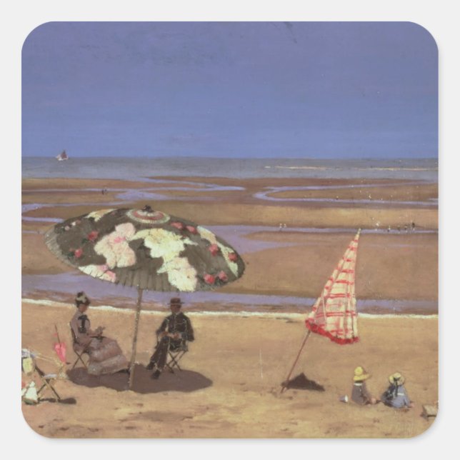 Beach Fyrkantigt Klistermärke (Framsida)