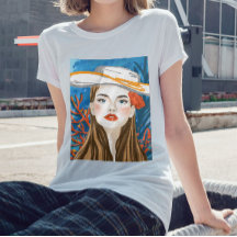Beach Girl Blue Orange Graphic utskriven