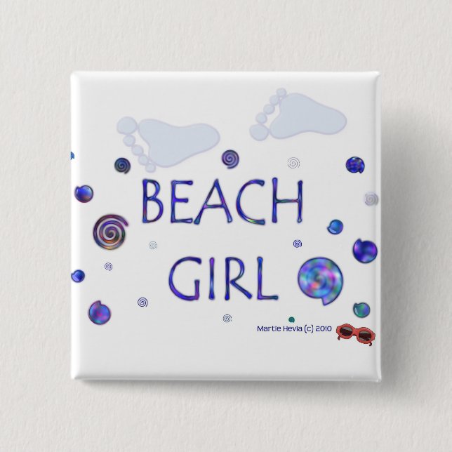 Beach Girl - Footprint - Button/Pin Knapp (Framsida)