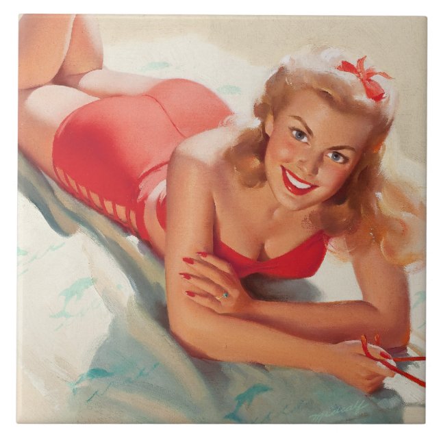 Beach Girl Kakelplatta (Framsidan)