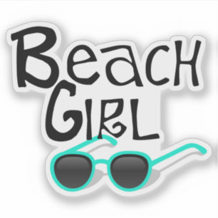 Beach Girl med solglasögon Klistermärken