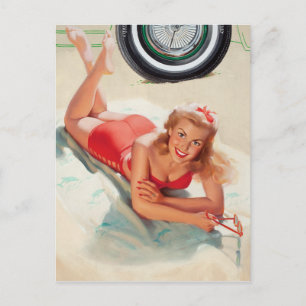 Beach Girl Pin Up Vykort