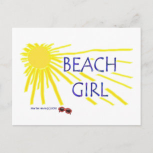 Beach Girl Sol   Blue Beach Sång™-vykort Vykort