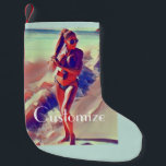 Beach Girl Thunder_Cove Liten Julstrumpa<br><div class="desc">Bikini-badflicksmodell som står på vatten kant och bär en pusselbit för att anpassa sig med ditt eget hälsning,  namn,  meddelande osv.</div>