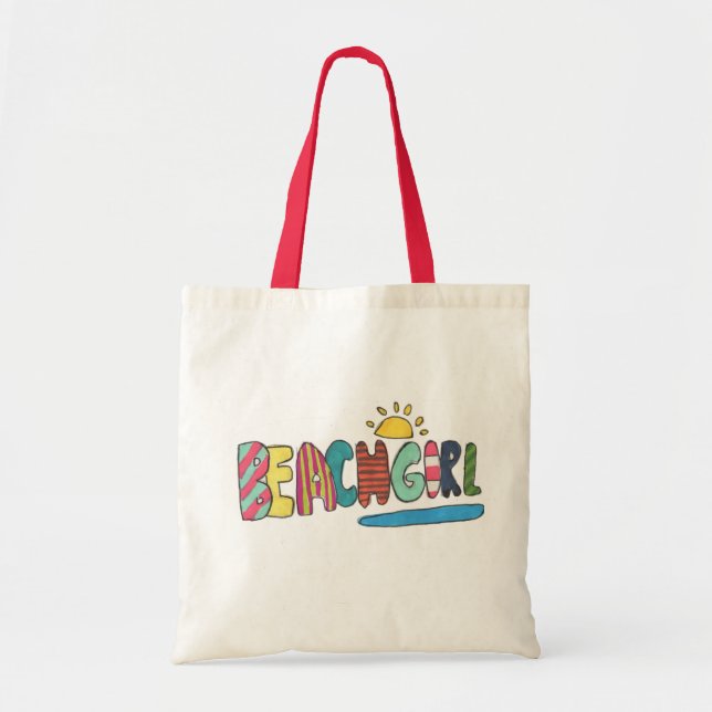 Beach Girl Tote Bag Tygkasse (Framsidan)