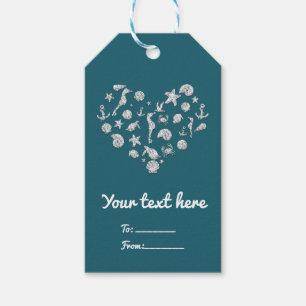 Beach Glam Diamond Heart Elegant Tropical Favor Presentetikett