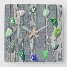 Beach Glass Coastal Decor Driftwood Blue Grönt