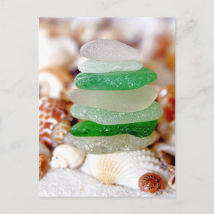 Beach Glass & Seashells vykort