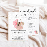 Beach-glitter-födelsedagsprogrammet helg inbjudningar<br><div class="desc">Planera perfektens 21:a födelsedag party-program helg och resväg och packa dina påsar med den här säcken för den rosa vattenfärgen helg och strandpåsen för ro och guld,  halmhatt och solglasögon vattenfärgillustration.</div>