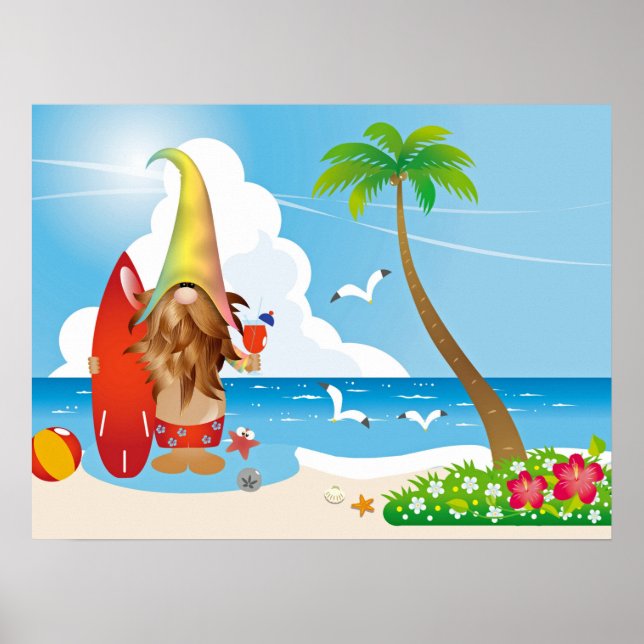 Beach Gnome Art Poster (Framsidan)