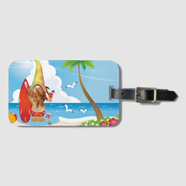 Beach Gnome Luggage Tag Bagagebricka (Framsida horisontal)