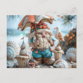 Beach gnome med paraply vykort