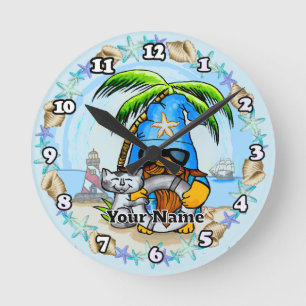 Beach gnome rund klocka