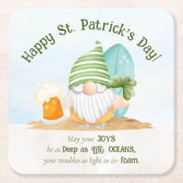 Beach Gnome-St patrick's day Papper Underlägg Kvadrat