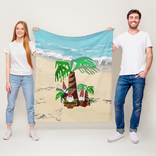 Beach Gnomes Fleece Blanket (På plats)