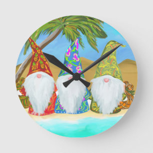 BEACH GNOMES  RUND KLOCKA