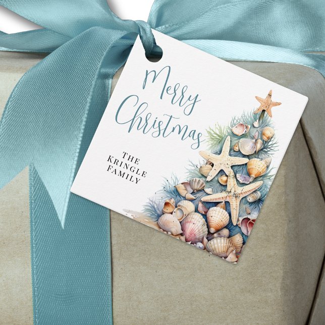 Beach God jul Gåvor Etiketter (Beach Merry Christmas Favor Tags)
