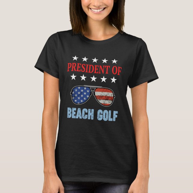 Beach Golf Accessories  USA Flag Beach Saying T Shirt (Framsida)