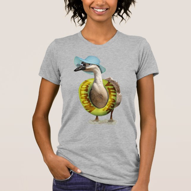 Beach Goose med Summer Hat T Shirt (Framsida)