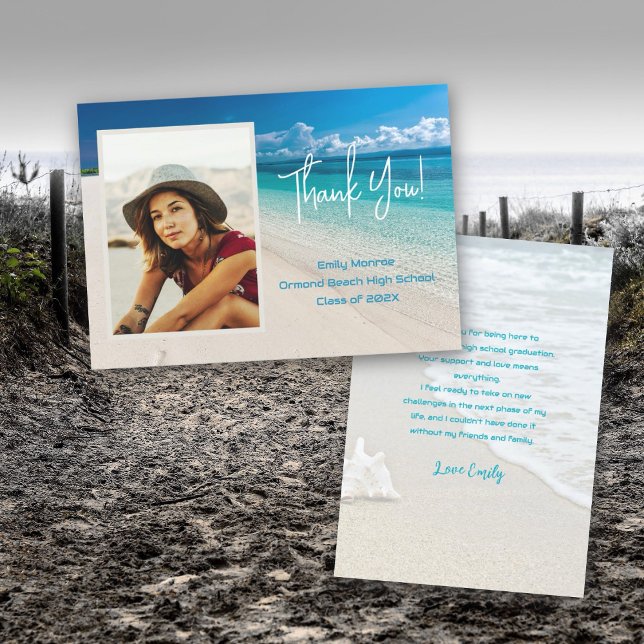 Beach Grad Photo Tack Message Card Inbjudningar (Skapare uppladdad)