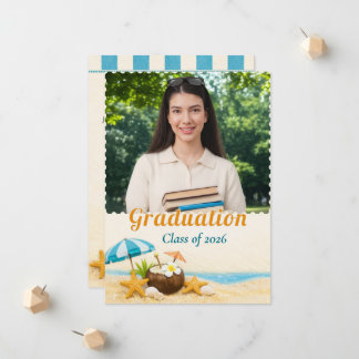 Beach Graduation 2026 Photo Announcement Meddelande
