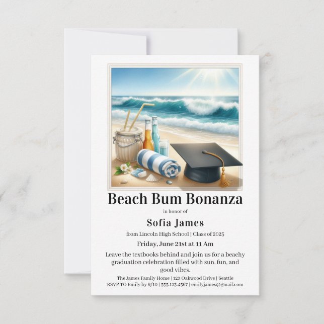 Beach Graduation Party Invitation Inbjudningar (Framsida)
