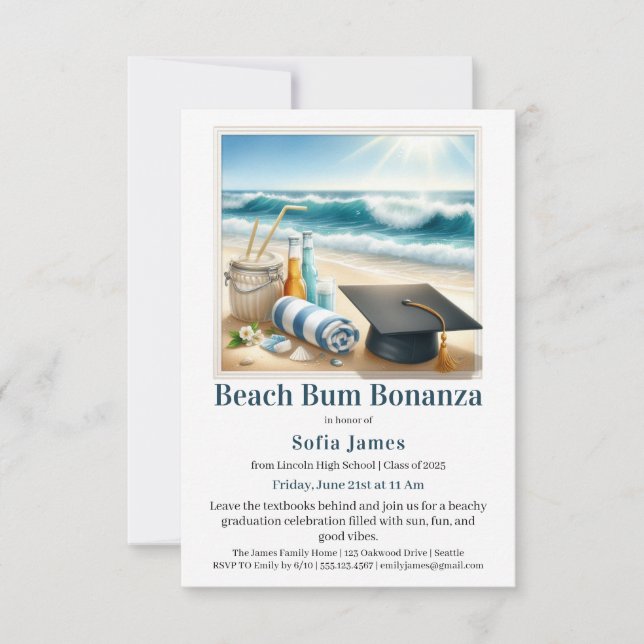 Beach Graduation Party Invitation Inbjudningar (Framsida)