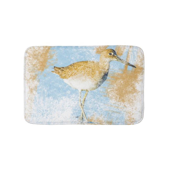Beach-grafik med Willet Shorebird Badrumsmatta (Framsidan)