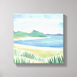 Beach Grass Bay | Vattenfärg Kusthavet Canvastryck