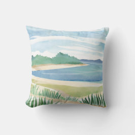 Beach Grass Bay | Watercolor Ocean Coastal Sea Kudde