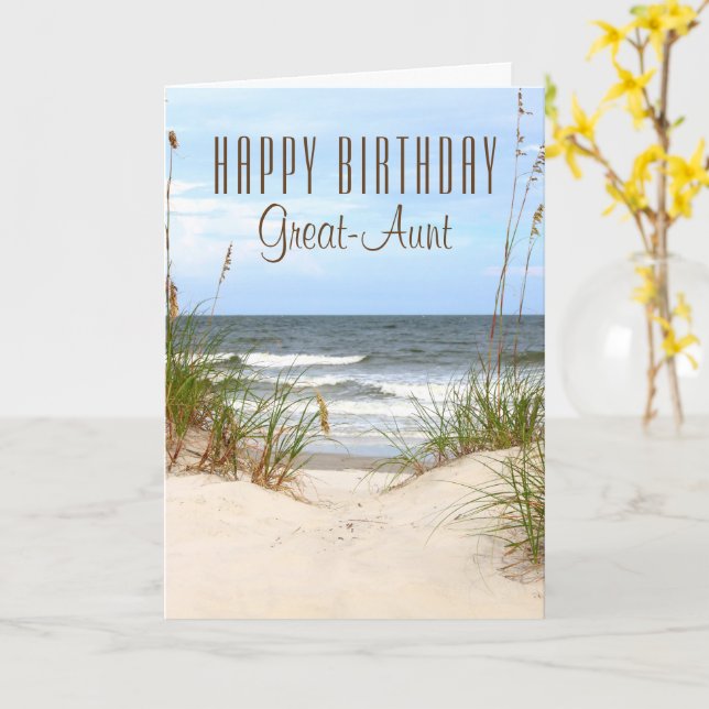 Beach Great-Aunt Birthday Kort (Gul blomma)
