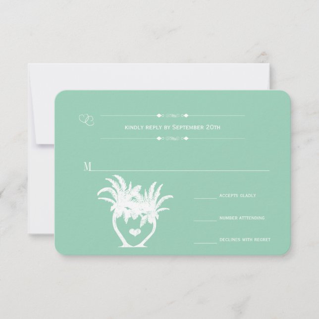 Beach Grönt Handflatan Destination Chalkboard Träd OSA Kort (Framsida)