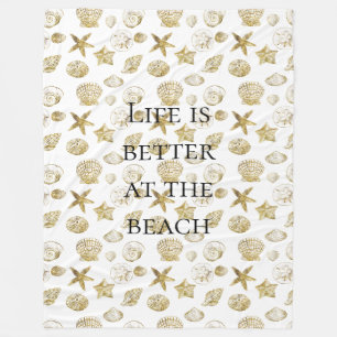 Beach Guld Snäckor Fleecefilt