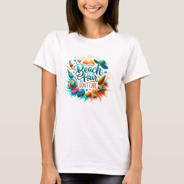 Beach Hair Care Shirt - Colorful Summer Vaca T Shirt (Framsida)