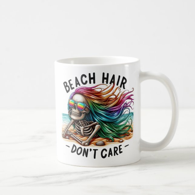 Beach Hair Don't Care - Skeleton (2) Kaffemugg (Höger)