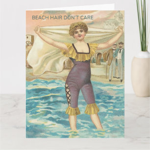Beach Hair Sköter inte Hälsning Kort