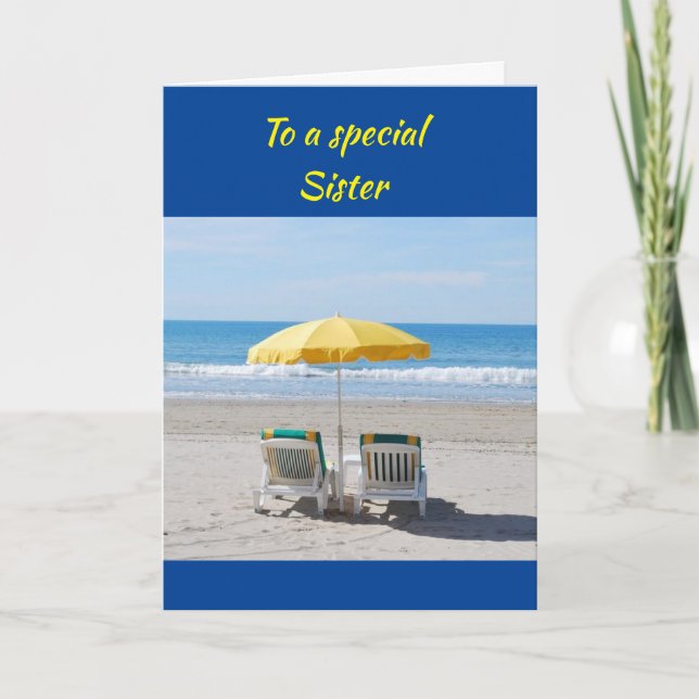 BEACH HÄLSNING TILL MIN *SPECIELL SISTER * BIRTHDA KORT (Framsida)