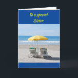 BEACH HÄLSNING TILL MIN *SPECIELL SISTER * BIRTHDA KORT<br><div class="desc">TACK FÖR ATT VI STOPPADE MED 1 AV MINA ÅTTA LAGER</div>