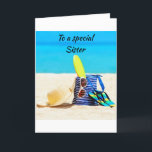 BEACH HÄLSNING TILL MIN *SPECIELL SISTER* BIRTHDAY KORT<br><div class="desc">TACK FÖR ATT VI STOPPADE MED 1 AV MINA ÅTTA LAGER</div>
