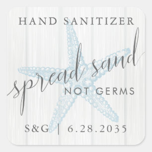 Beach Hand Sanitizer Favor Spread Sand Not Germs Fyrkantigt Klistermärke